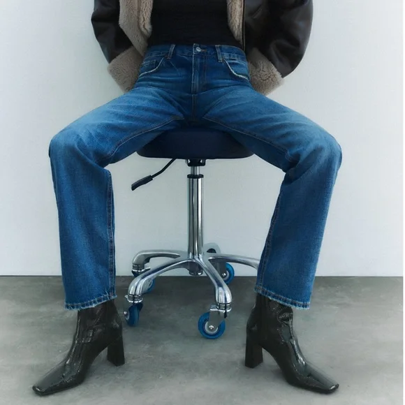 Zara Square Toe Patent Bootie Black Size 37 New without tag - Picture 1 of 10